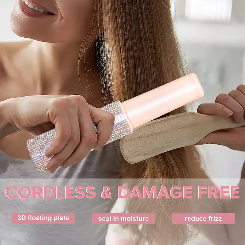 Fashion Diamond Portable Hair Straightener And Curler