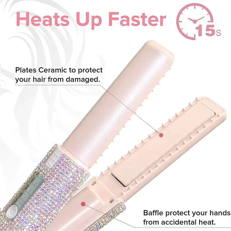 Fashion Diamond Portable Hair Straightener And Curler