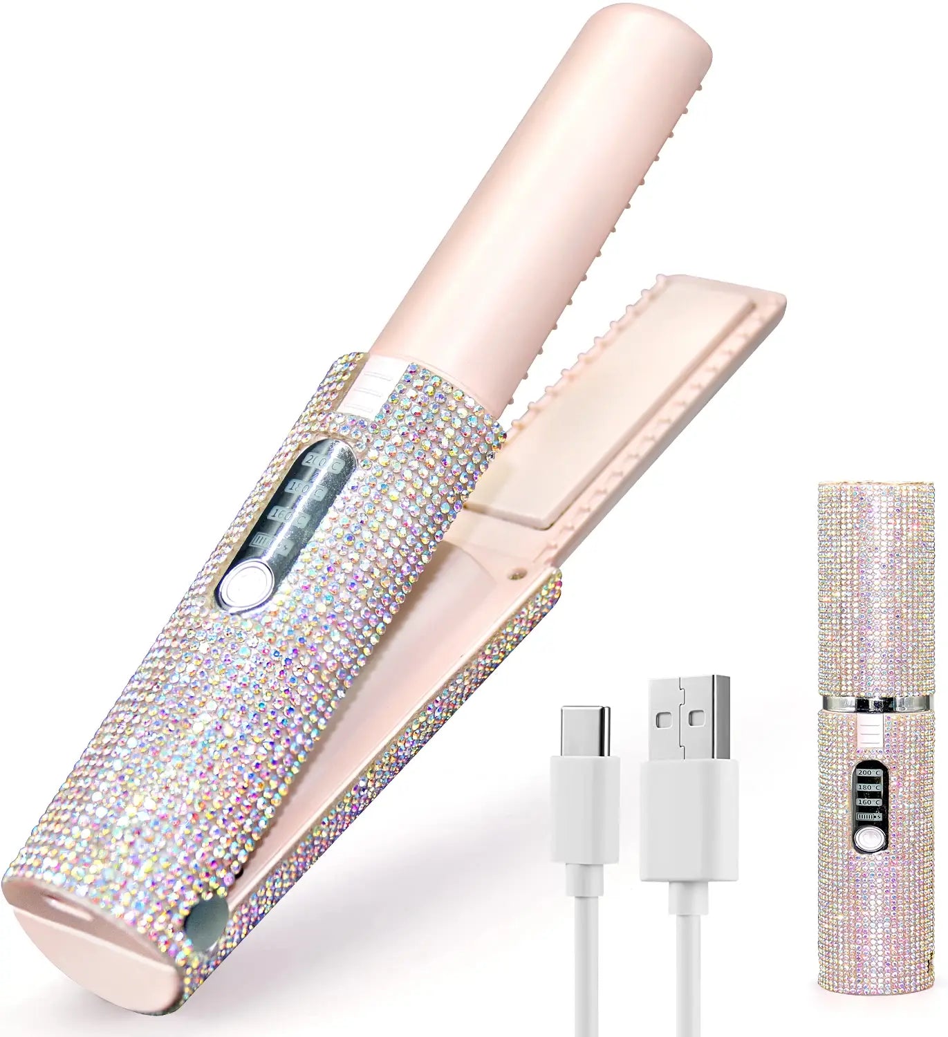 Fashion Diamond Portable Hair Straightener And Curler