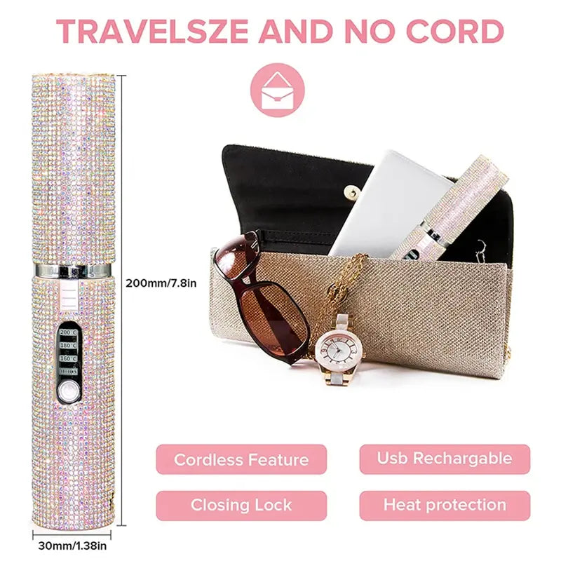 Fashion Diamond Portable Hair Straightener And Curler